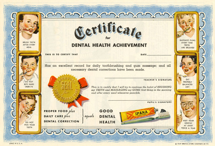 Certificate for Dental Health Achievement